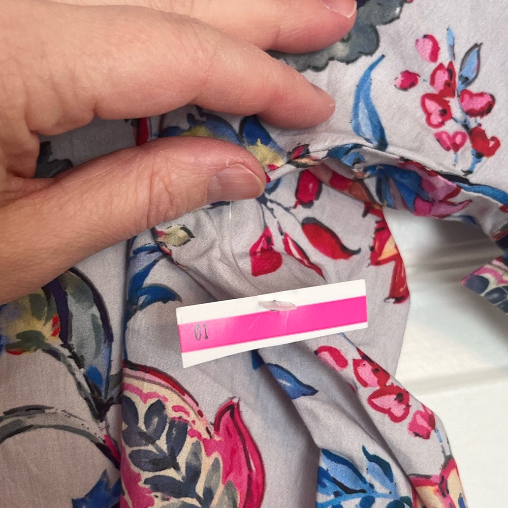NWT Floral Short-Sleeve Blouse - Pink & Blue Floral - Picture 6 of 8